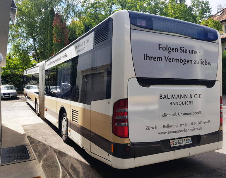 Fahrzeugbeschriftung, Busheck, Baumann & CIE
