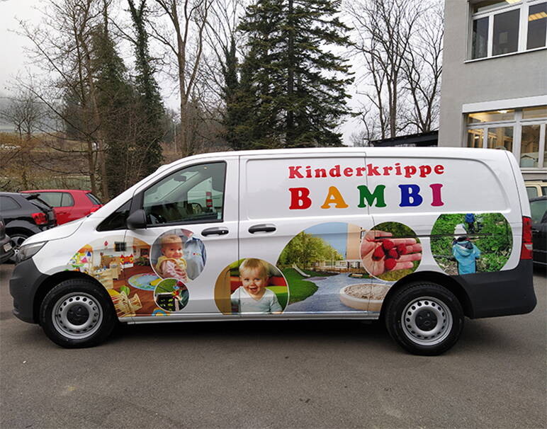 Fahrzeugbeschriftung, Mercedes Vito, Kinderkrippe Bambi